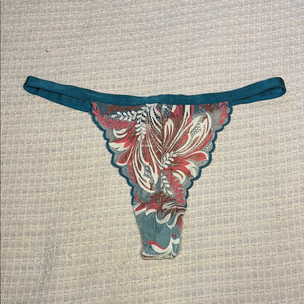 Floral Lace Panties - Teal and Red
